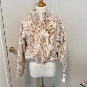 Calvin Klein Performance 1/4 Zip Pullover Fuzzy Animal Print Medium
